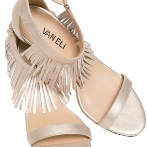 Vaneli Women's Gold Fringe Sandals 7.5